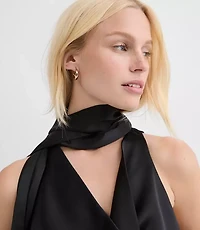 Satin Tie Cowl Neck Shell