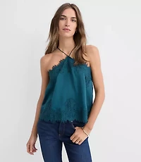 Lace Trim Halter Strappy Cami