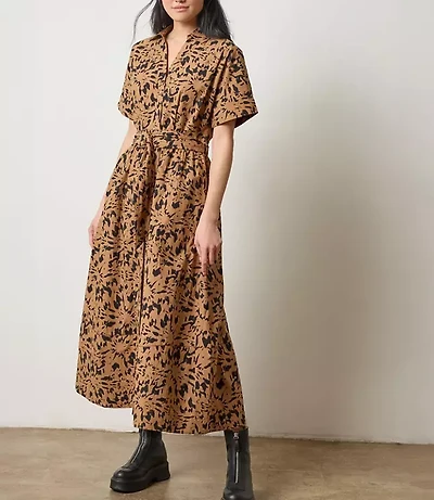 Lilla P Twill Collared Maxi Shirtdress
