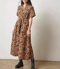Lilla P Twill Collared Maxi Shirtdress