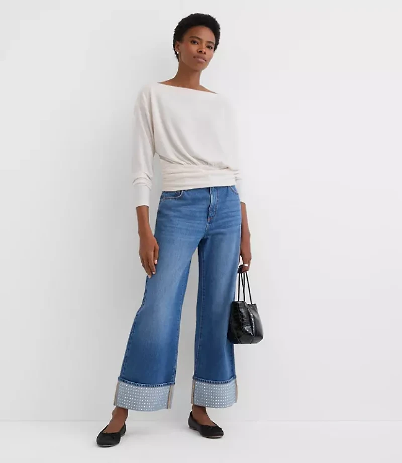 Ruched Hem Boatneck Top