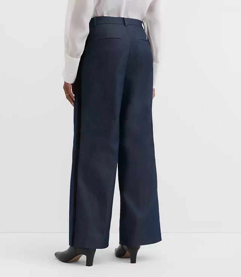 Tall Velvet Tuxedo Stripe Clean Wide Leg Pants Refined Denim