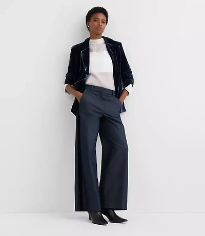 Tall Velvet Tuxedo Stripe Clean Wide Leg Pants Refined Denim