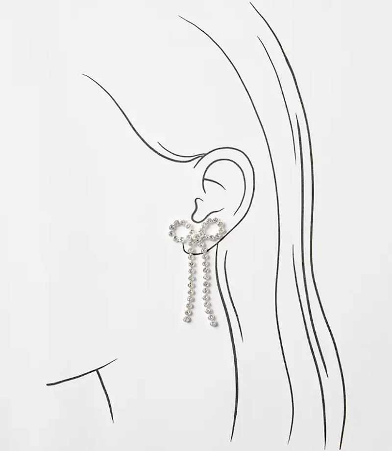 Pave Bow Drop Statement Earrings