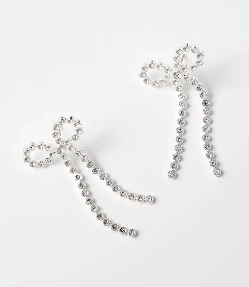 Pave Bow Drop Statement Earrings