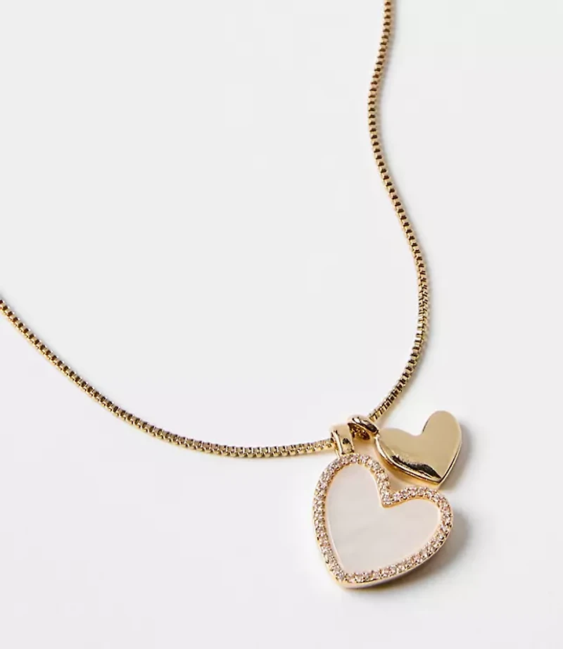 Mother Of Pearl Sparkle Heart Necklace