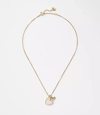 Mother Of Pearl Sparkle Heart Necklace