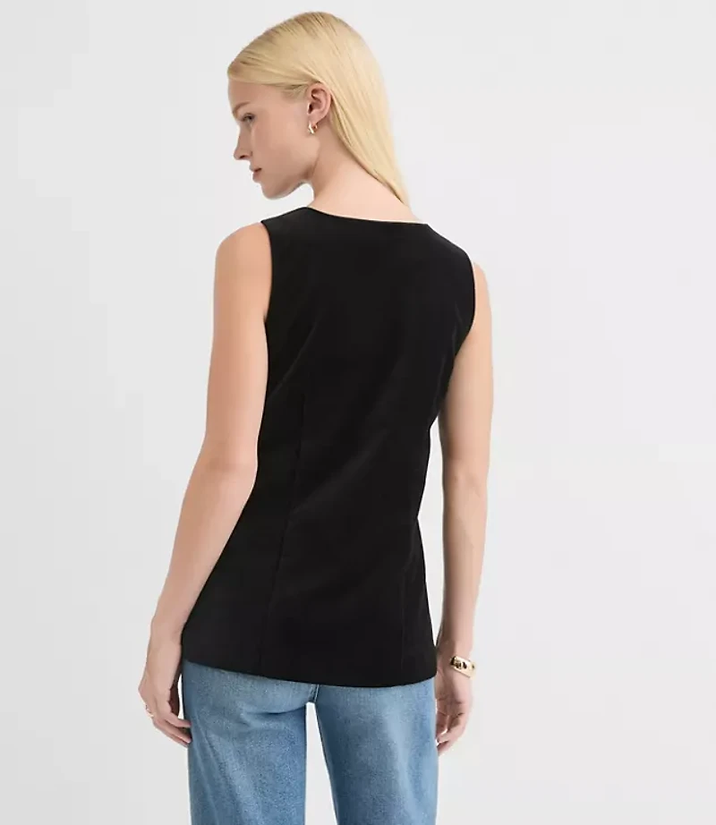 Petite Velvet High Neck Vest