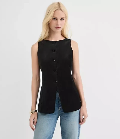 Petite Velvet High Neck Vest