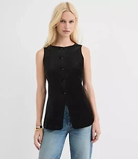 Petite Velvet High Neck Vest
