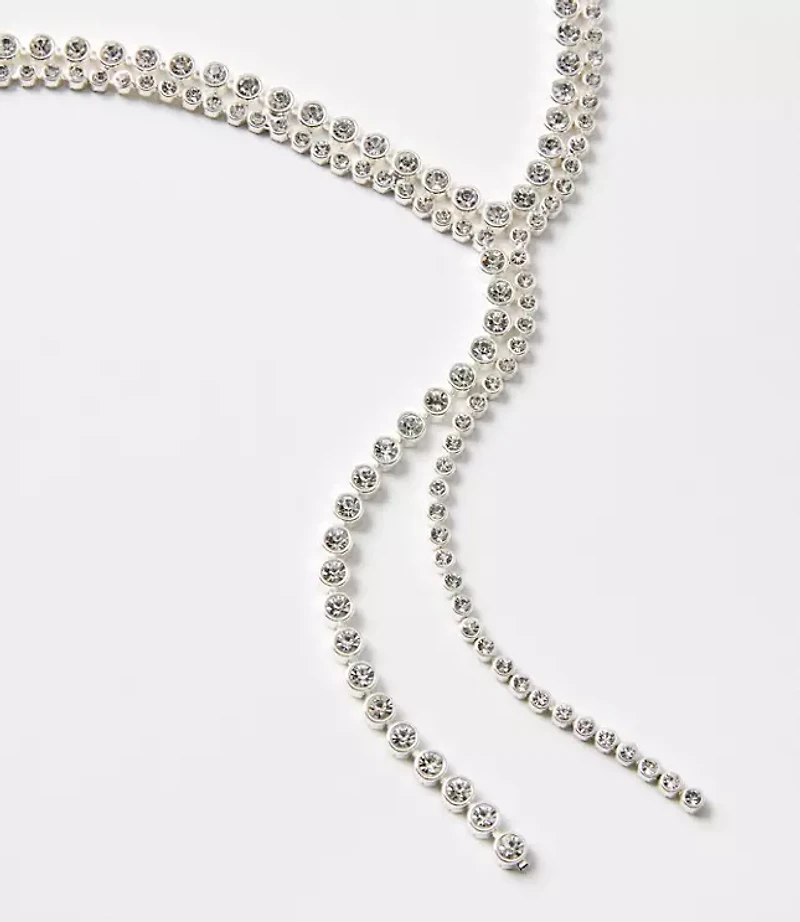 Crystal Y Pull Tie Statement Necklace