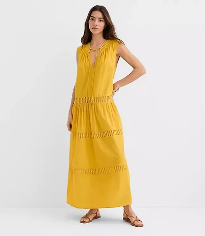 LOFT Beach Crochet Trim Maxi Dress