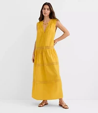 LOFT Beach Crochet Trim Maxi Dress