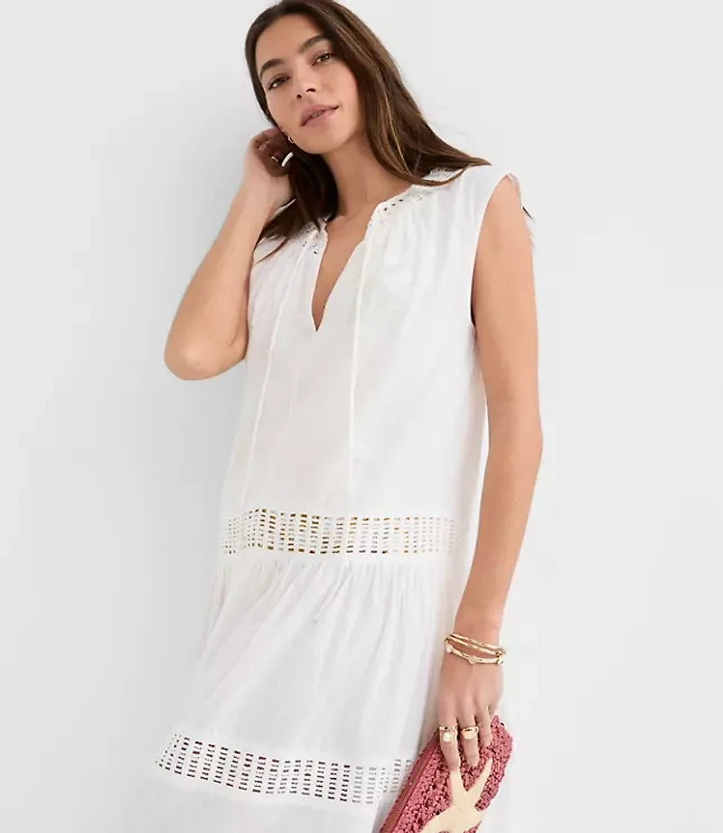 LOFT Beach Crochet Trim Maxi Dress
