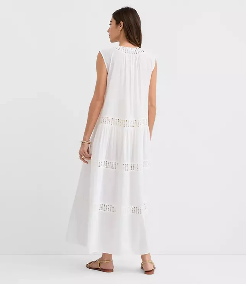 LOFT Beach Crochet Trim Maxi Dress