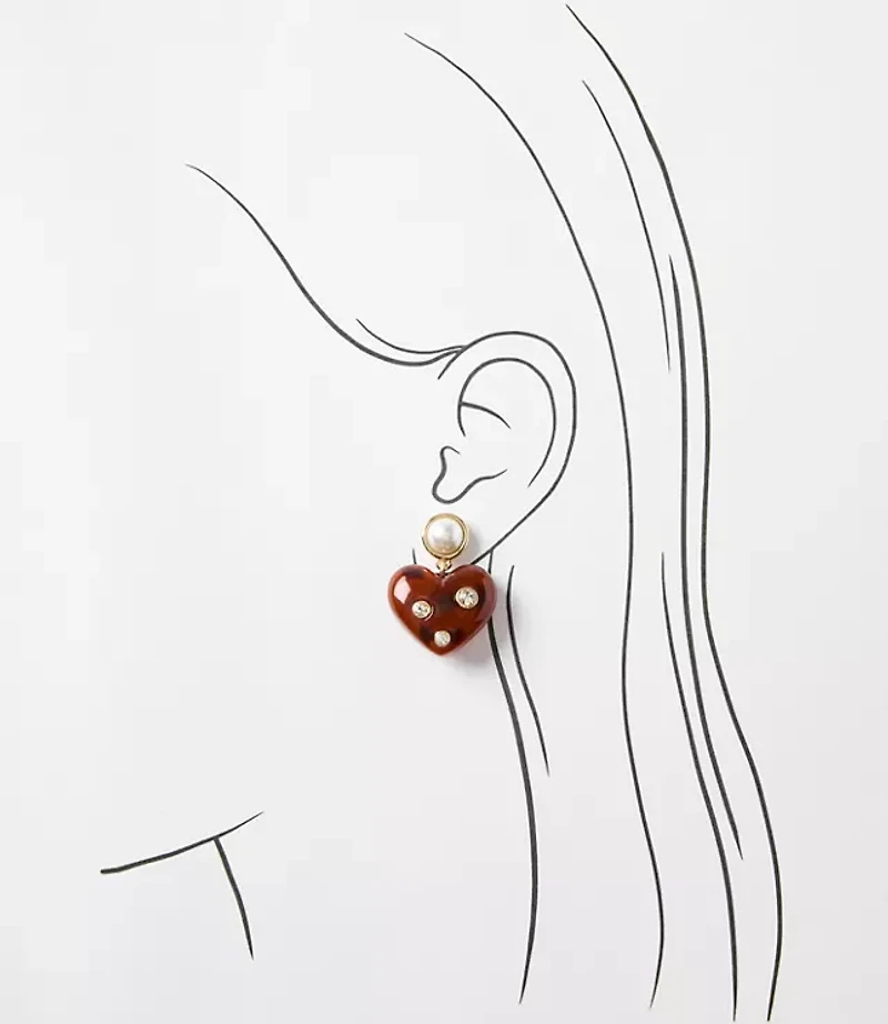 Pearlized Sparkle Heart Drop Earrings