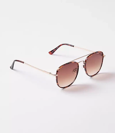 Tortoiseshell Print Aviator Sunglasses