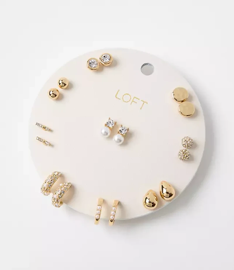 Pearlized Sparkle Stud Earring Set