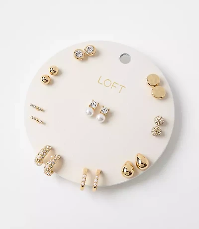 Pearlized Sparkle Stud Earring Set