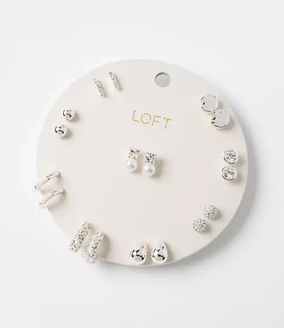 Pearlized Sparkle Stud Earring Set