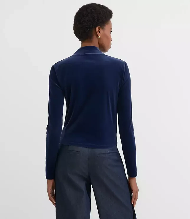 Petite Velour Wrap Top