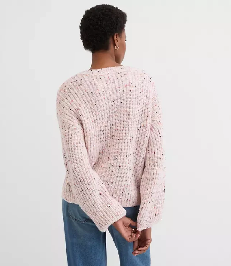 Flecked Ribbed V-Neck Sweater
