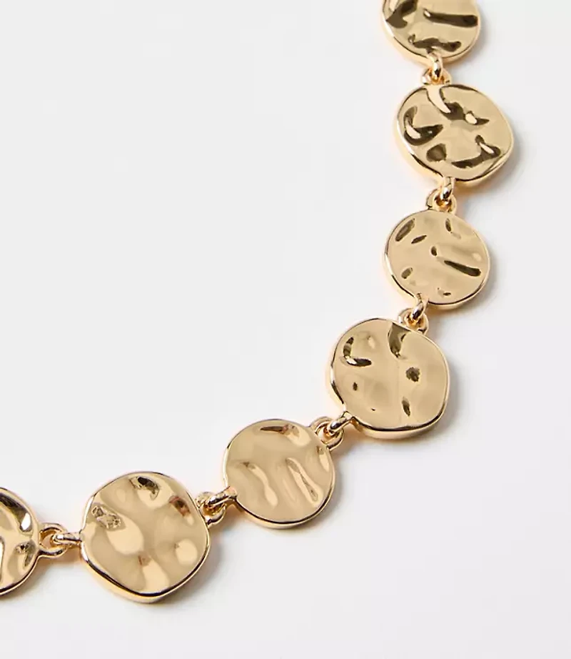 Molded Metal Circle Statement Necklace