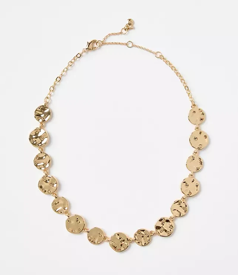 Molded Metal Circle Statement Necklace