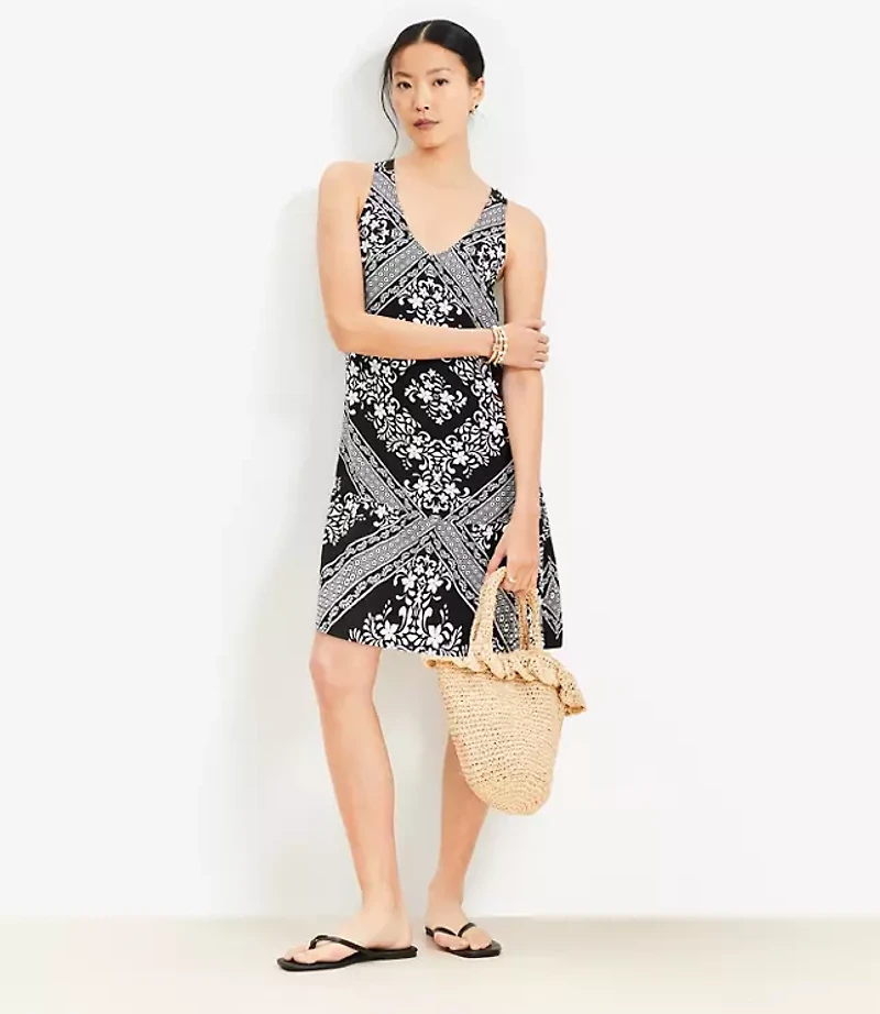 Petite Tiled Criss Cross Back Mini Dress