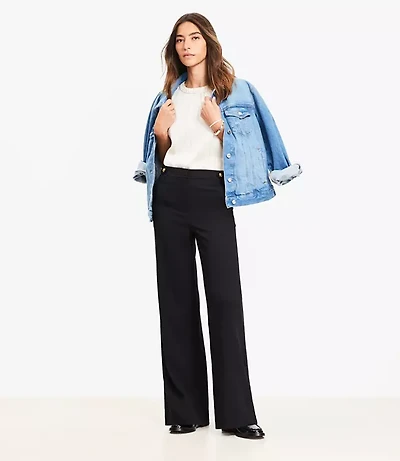 Tall Tab Waist Wide Leg Pants Twill