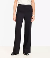Curvy Tab Waist Wide Leg Pants Twill