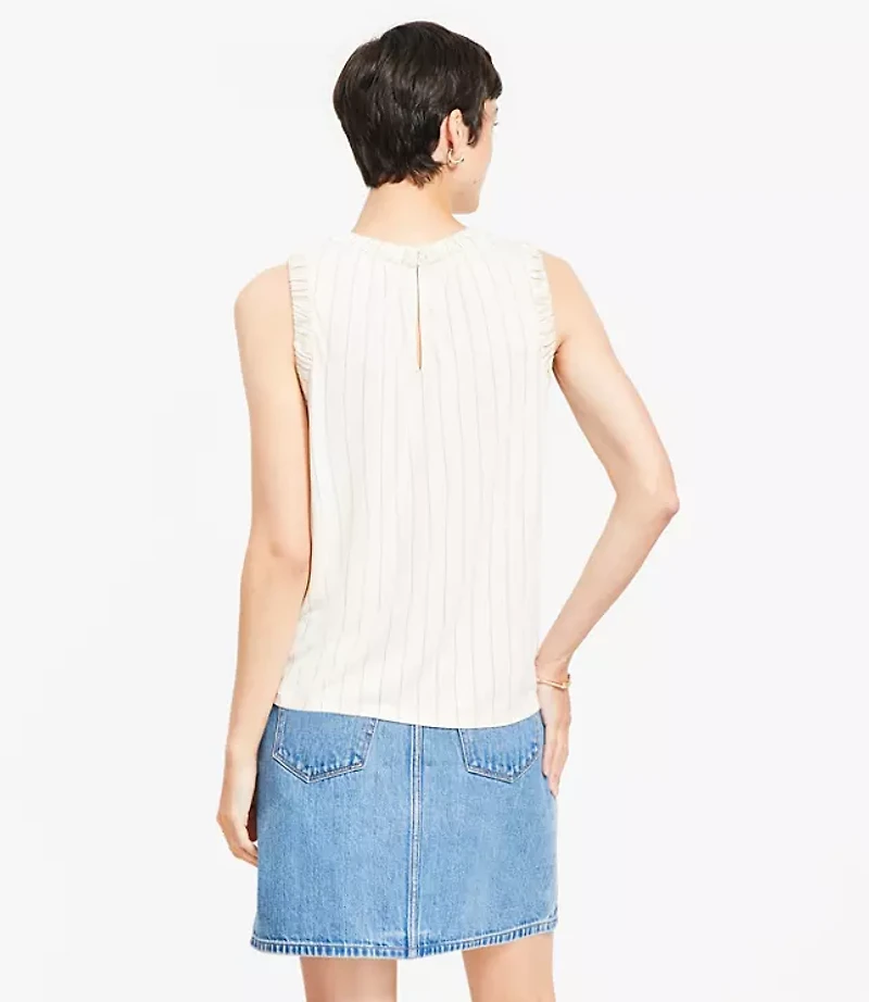 Stripe Ruched Mixed Media Shell