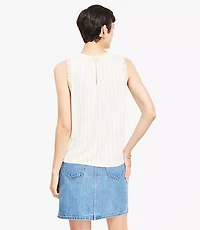 Stripe Ruched Mixed Media Shell