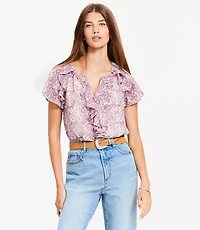 Paisley Chiffon Ruffle Top