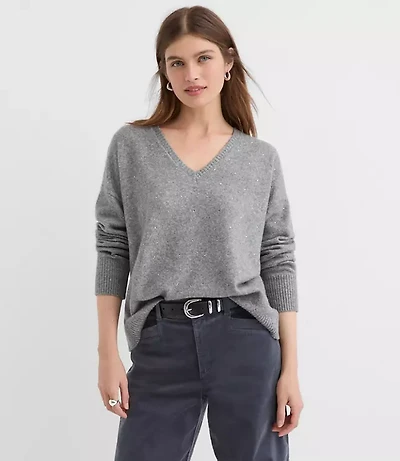 Sparkle V-Neck Relaxed Everyday Sweater