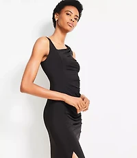 Petite Asymmetrical Ruched Midi Dress