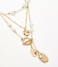 Pearlized Layered Toggle Necklace Set