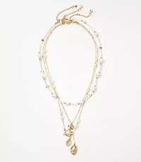 Pearlized Layered Toggle Necklace Set