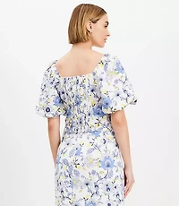 Garden Linen Blend Bubble Sleeve Top