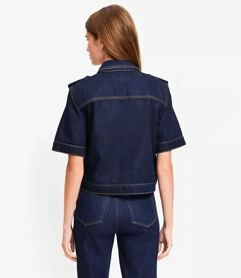 Short Sleeve Denim Jacket Classic Rinse Wash