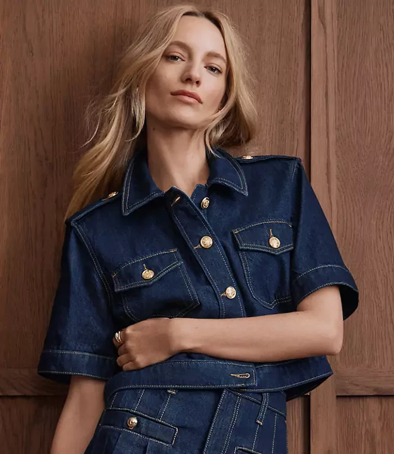 Short Sleeve Denim Jacket Classic Rinse Wash