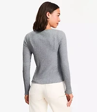 Petite Heathered Ruffle Ribbed Cardigan