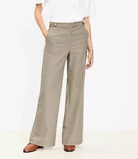 Tab Waist Wide Leg Pants Plaid