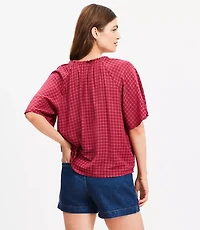 Plaid Tie Neck Blouse