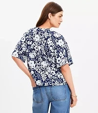 Floral Ruffle Tie Neck Blouse