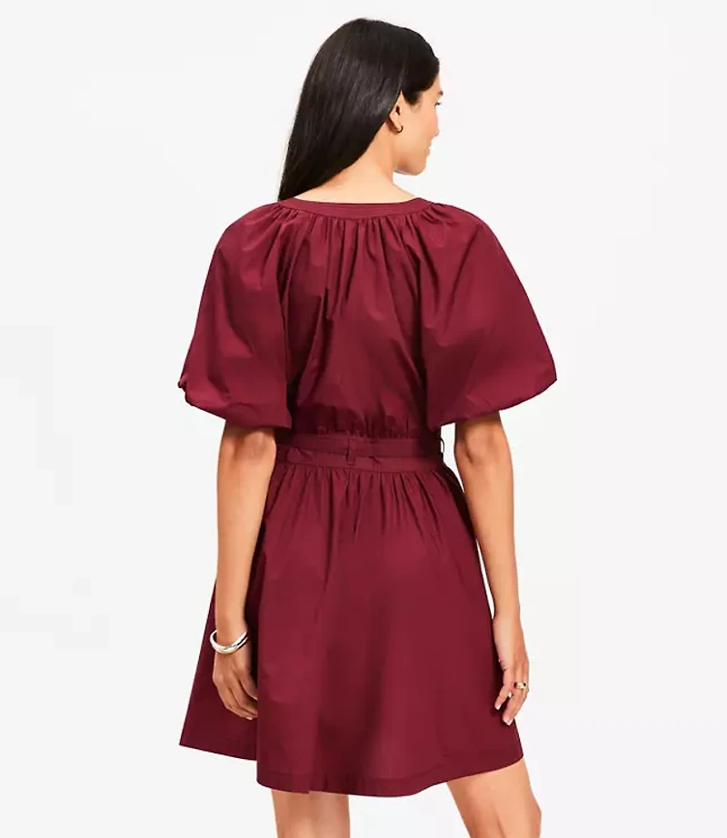 Poplin Balloon Sleeve Mini Dress