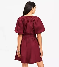 Poplin Balloon Sleeve Mini Dress