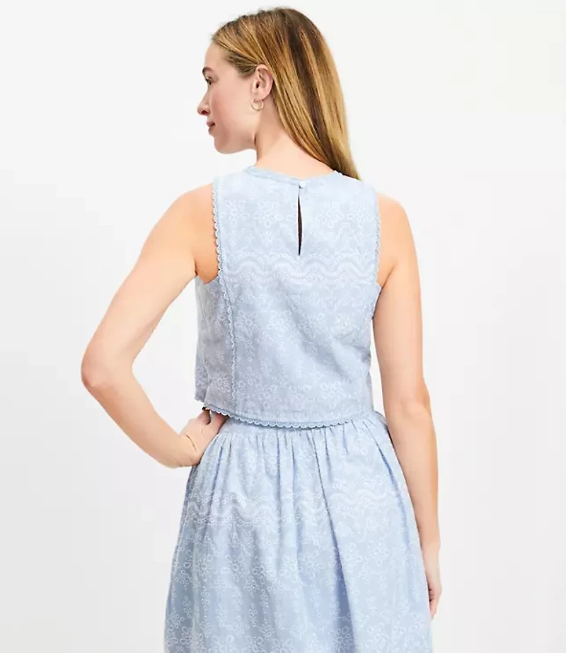 Petite Floral Embroidered Shell