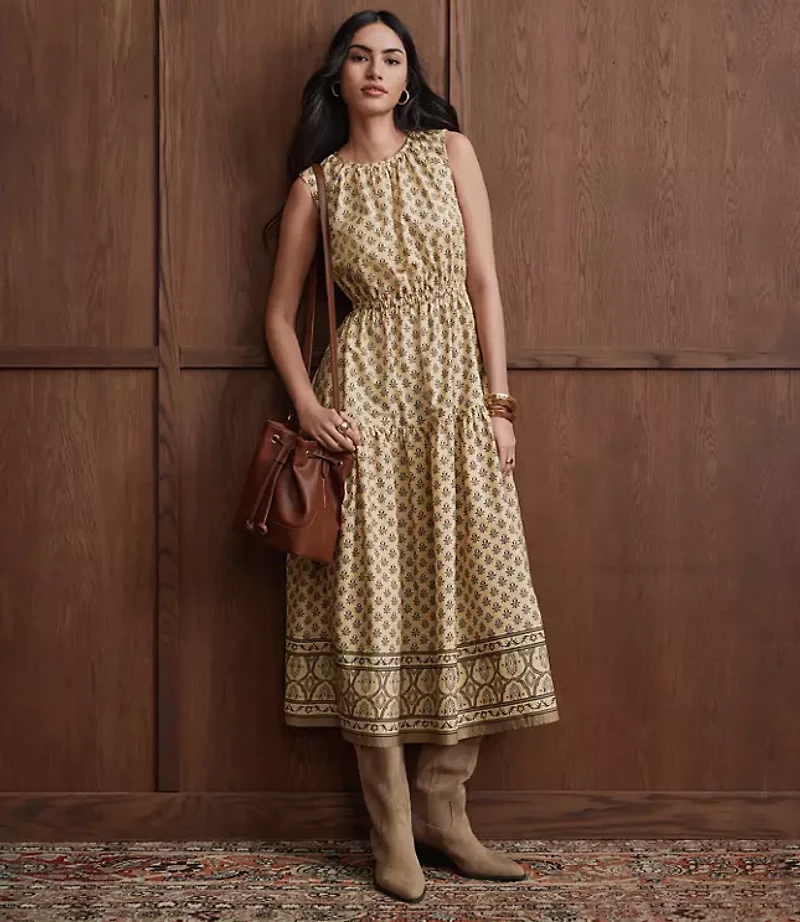 Garden Poplin Tiered Midi Dress