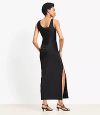 Asymmetrical Ruched Midi Dress